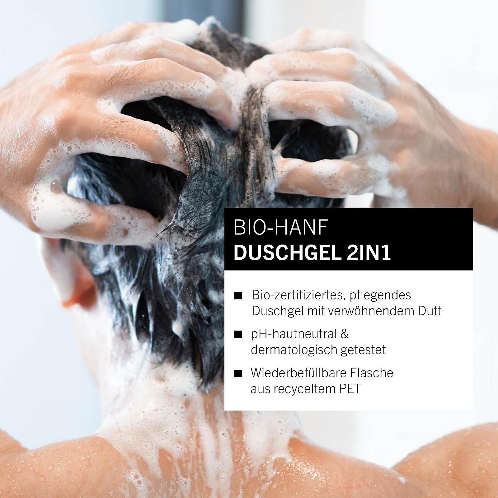 Органический гель для душа 2-в-1 benecos Organic Hemp Skin & Hair веганский из переработанного пластика, фото №2