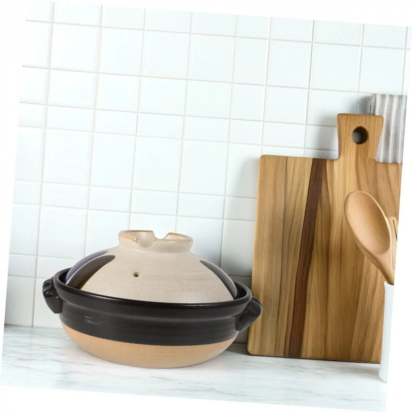 Каструля Sosoport керамічна з кришкою термостійка в японському стилі з подвійними ручками, фото №6