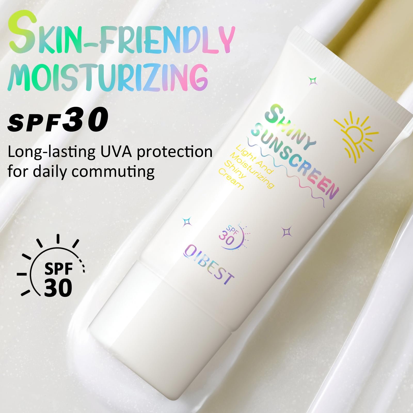 Солнцезащитный крем Prreal SPF 30 с блестками, перламутровый, осветляющий, мерцающий, увлажняющий, освежающий, сияющий, легкий, дышащий, не раздражающий кожу, фото №3