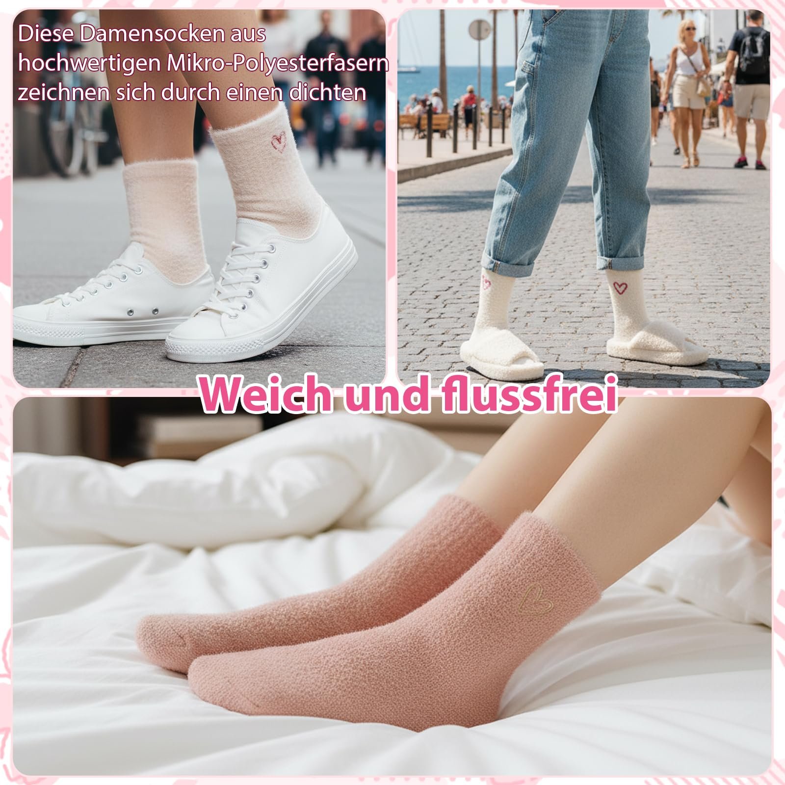 Женские теплые уютные носки, 5 пар толстых носков для кровати, зимние носки для женщин, размеры 36-42, пушистые уютные носки, идеальны как носки для сна и для активного отдыха, фото №5