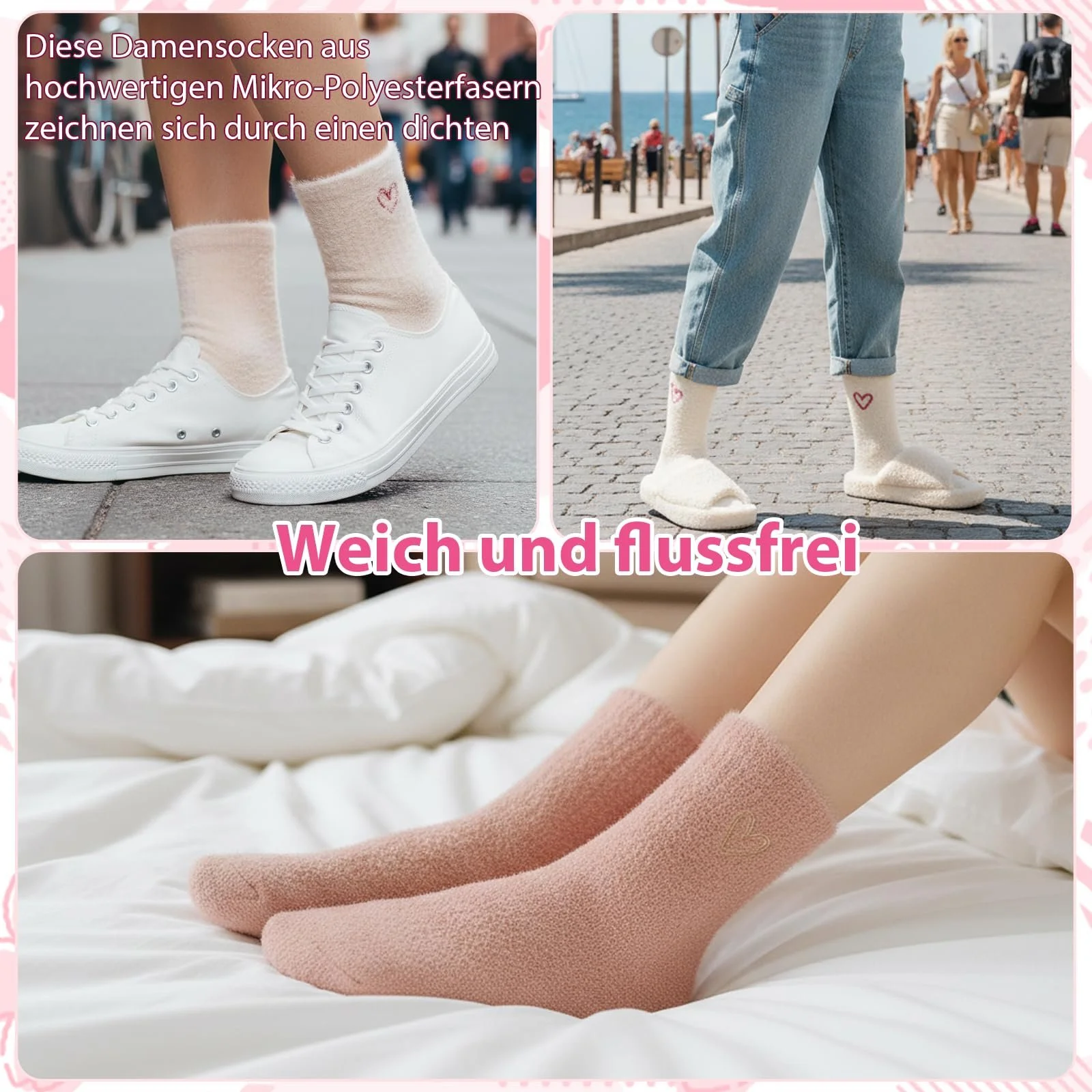 Жіночі теплі шкарпетки, 5 пар товстих шкарпеток для ліжка, розміри 36-42, фото №5