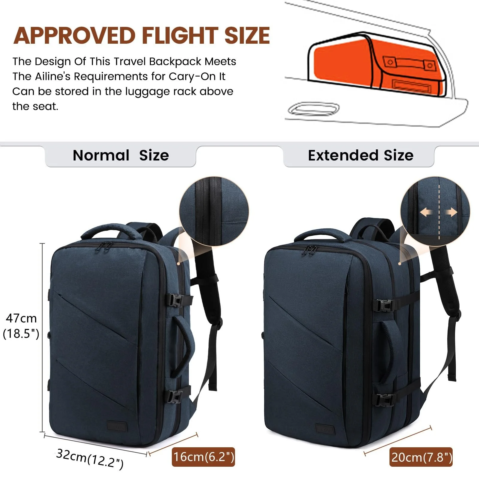 Рюкзак LOVEVOOK 15.6" Hand Luggage Expandable Blue, фото №2 Рюкзак LOVEVOOK 15.6" Hand Luggage Expandable Blue, фото №2