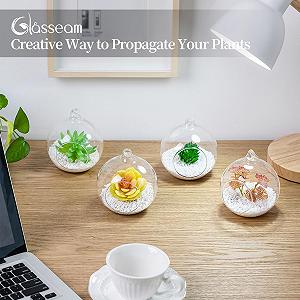 Подвесные стеклянные вазы-шары набор 6 шт. 10 см Прозрачный synthetic.ua - Фото 1