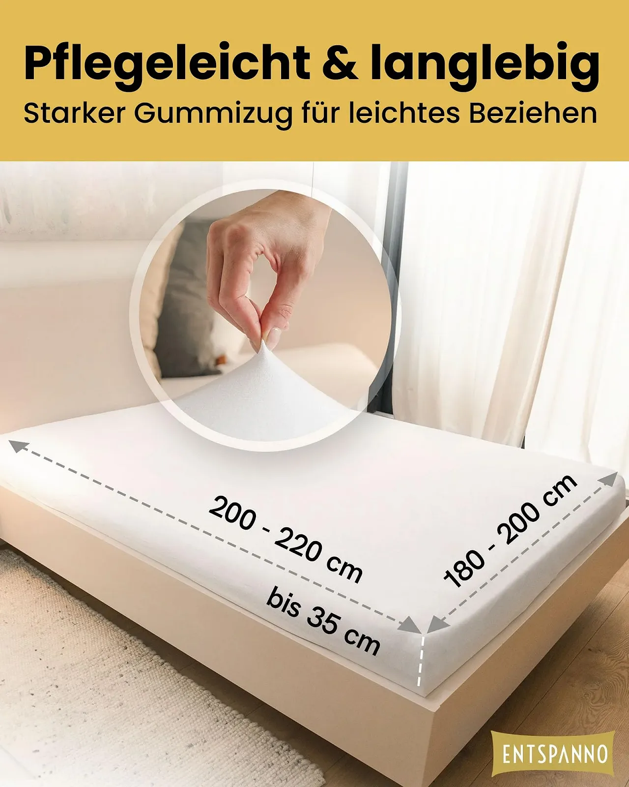 Простирадло натяжне Jersey ENTSPANNNO для водяних та пружинних ліжок з ворсованої бавовни, фото №4 Простирадло натяжне Jersey ENTSPANNNO для водяних та пружинних ліжок з ворсованої бавовни, фото №4