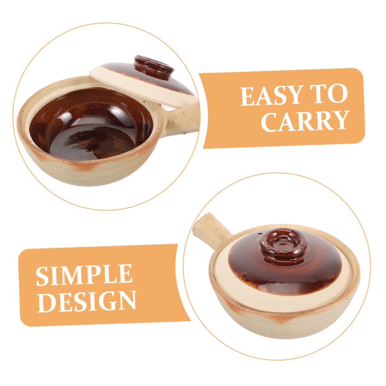 Кастрюля керамическая GLEAVI с крышкой Термостойкая, фото №2