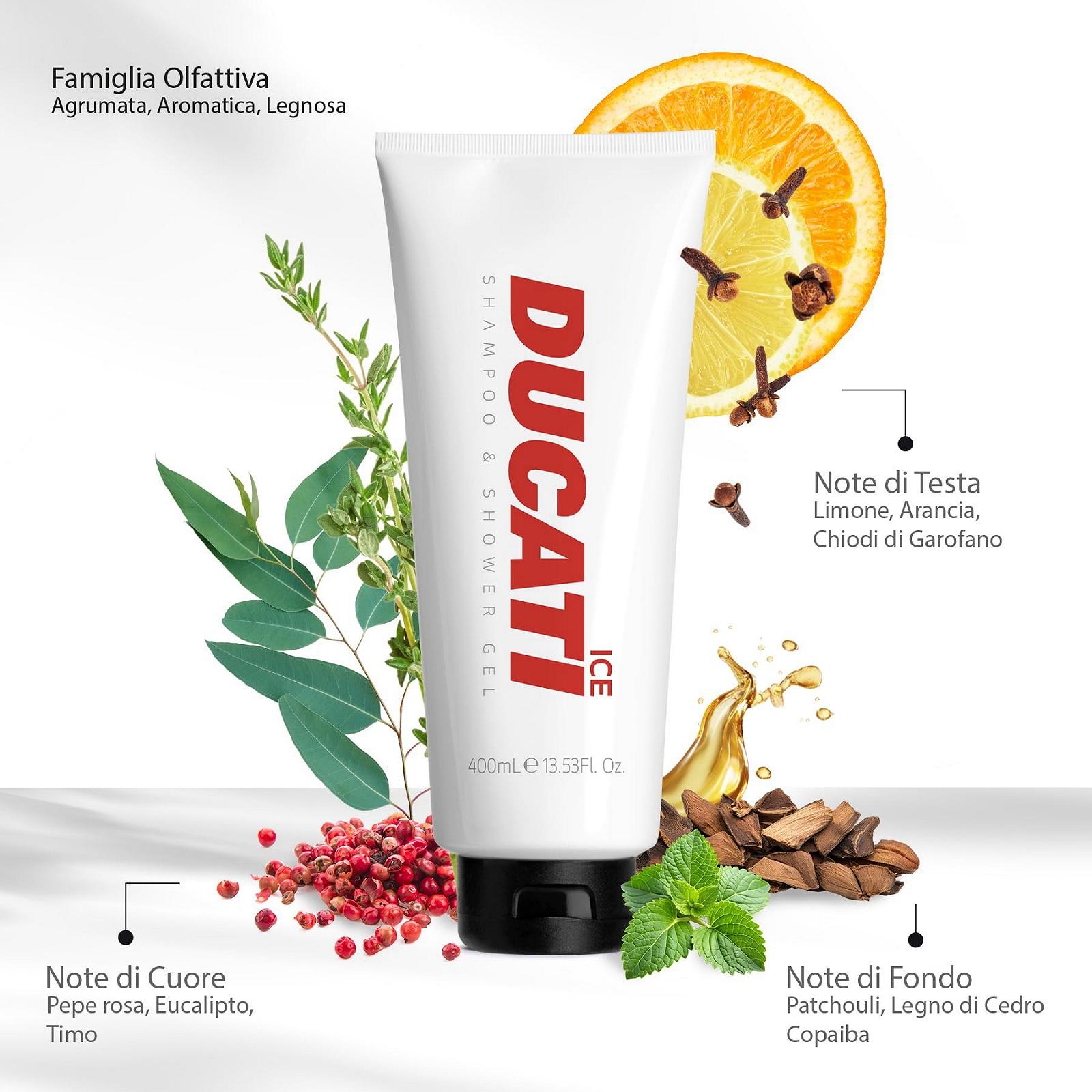 Шампунь и гель для душа Ducati Ice освежающий с эвкалиптом и тимьяном 400 мл, фото №3 Шампунь и гель для душа Ducati Ice освежающий с эвкалиптом и тимьяном 400 мл, фото №3