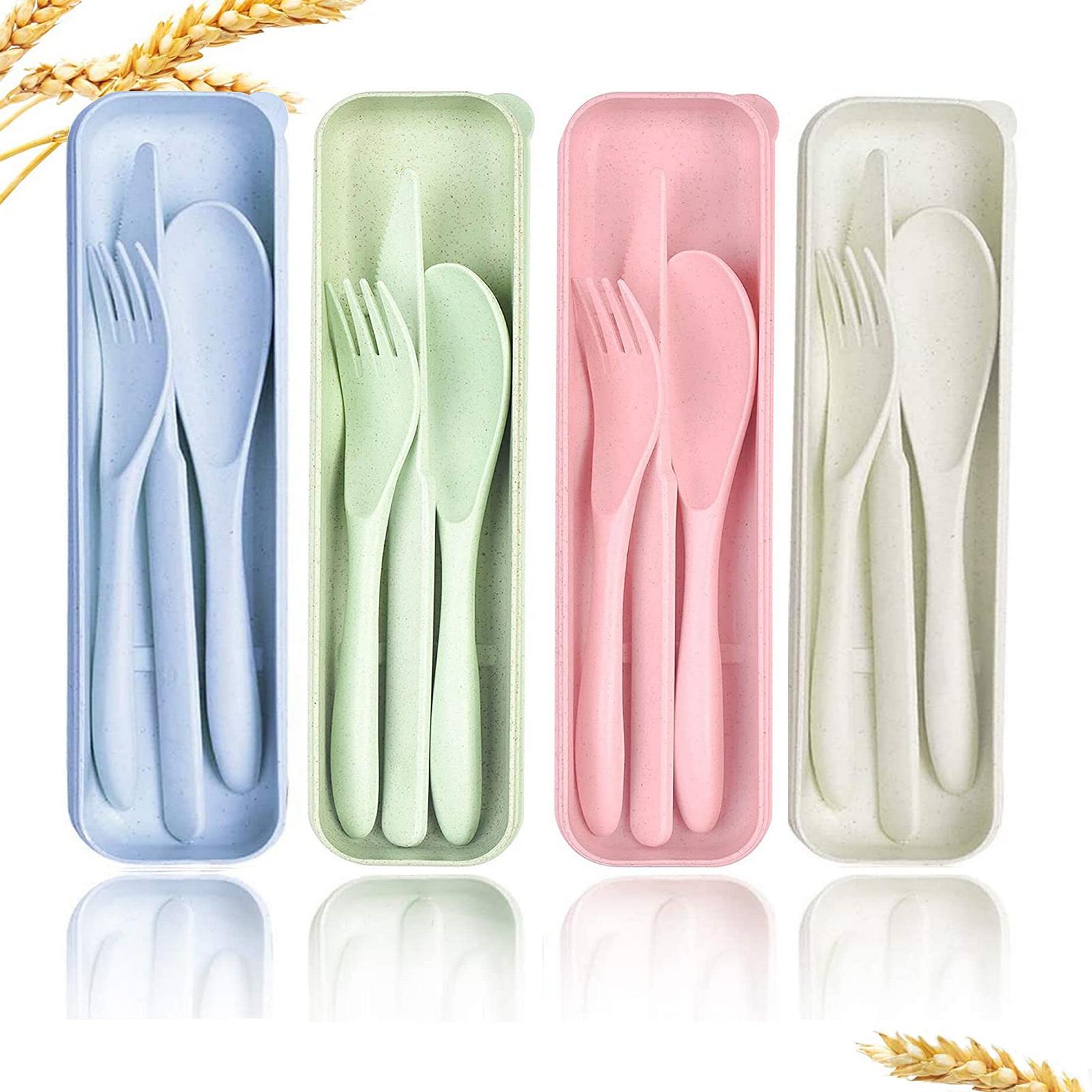 Комплект столових приборів UBRAVE Портативні пластикові набори 4 штуки, фото №1