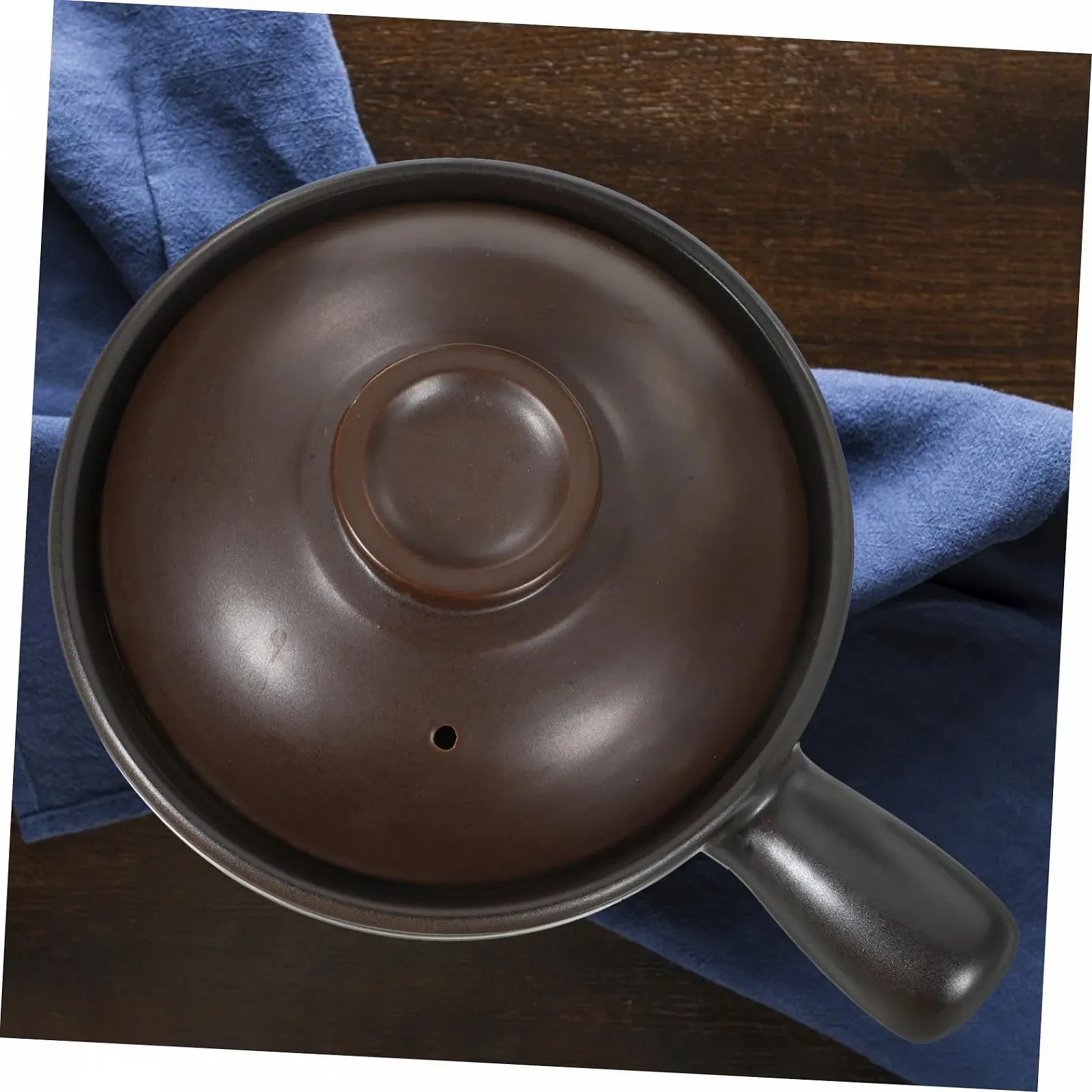 Кастрюля для супа и риса керамическая с крышкой и одной ручкой для тушения, фото №2