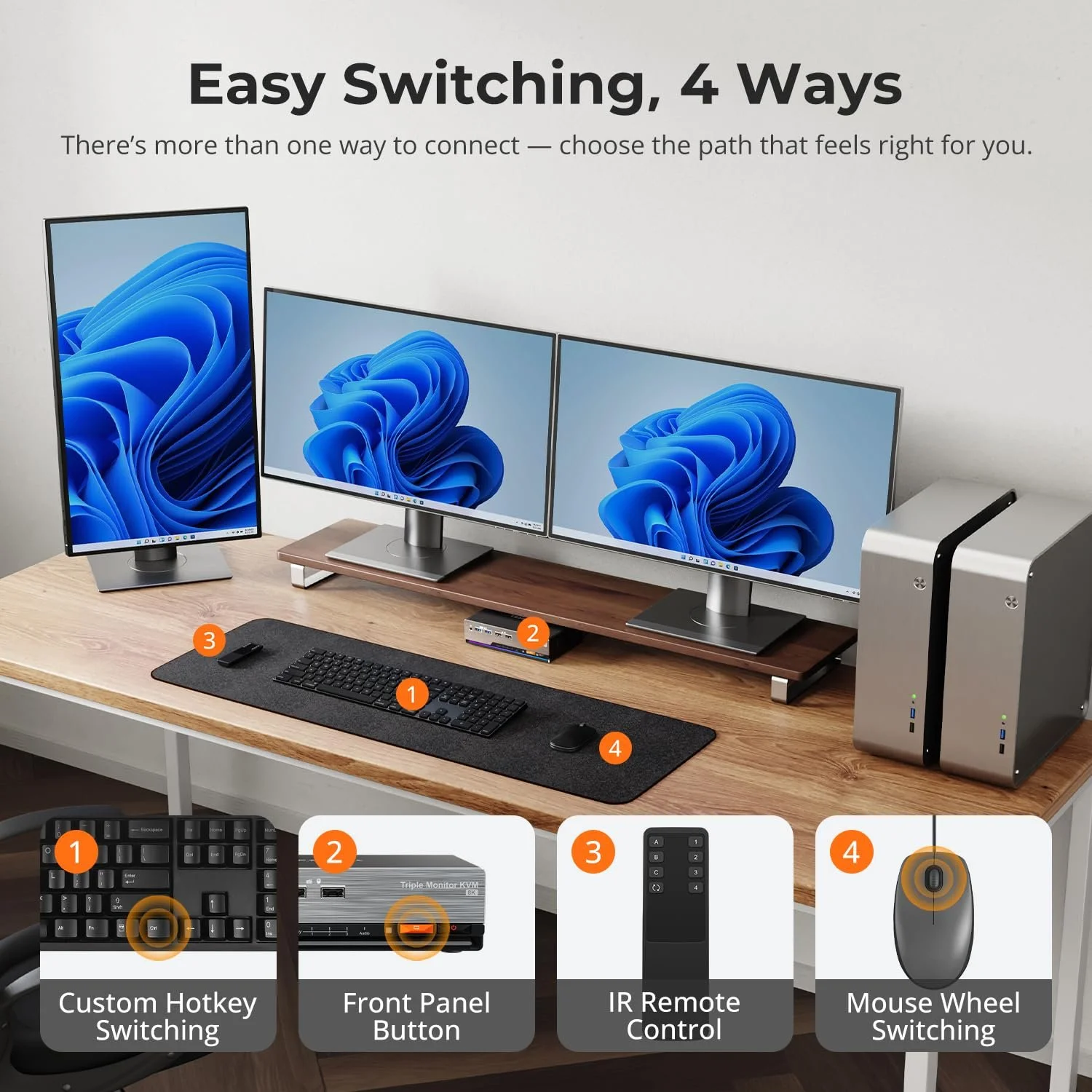 KVM-переключатель TESmart Triple Monitor (HKS203-P23) 8K 60 Гц, фото №6