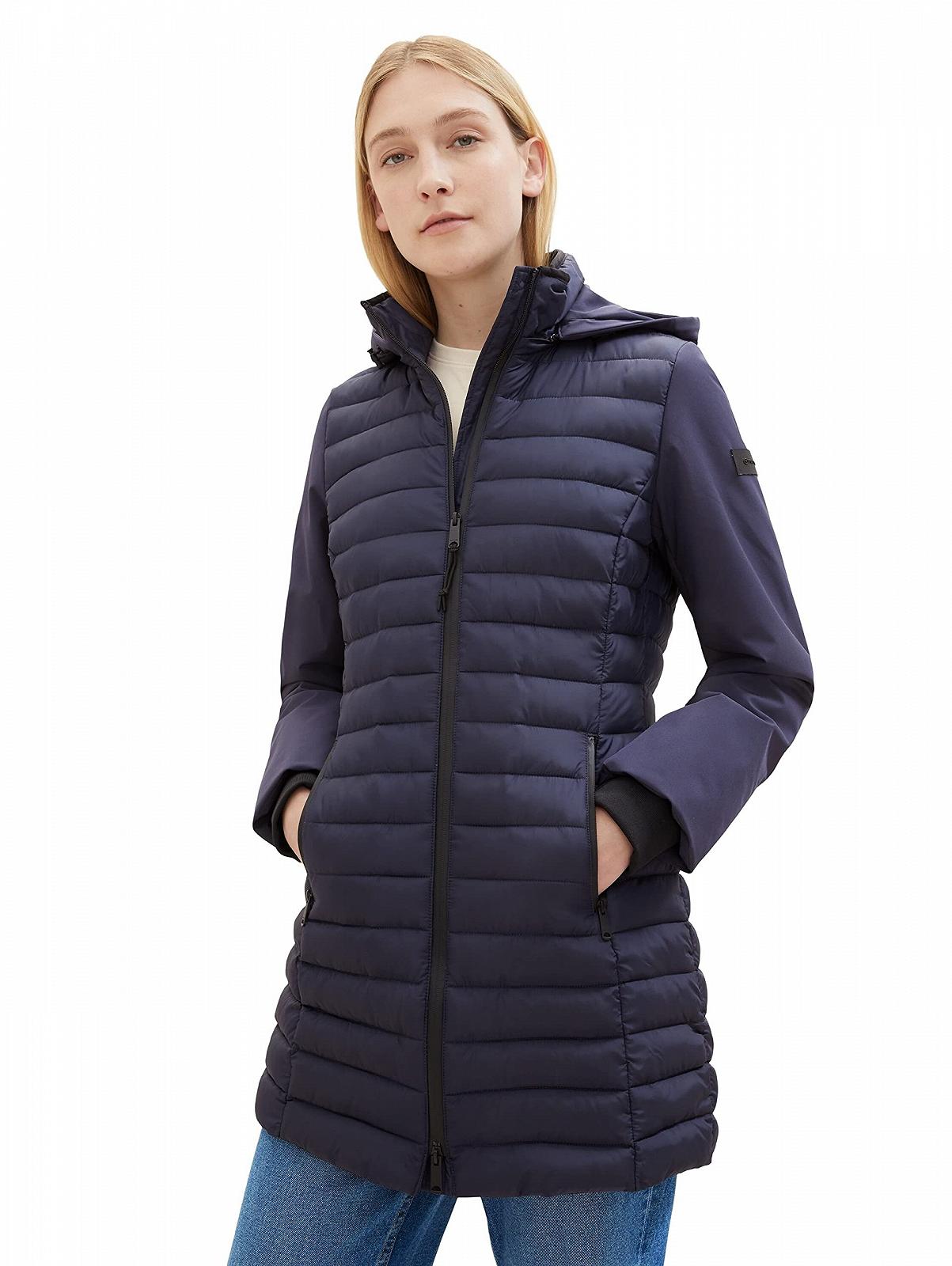 Женское стеганое гибридное пальто TOM TAILOR с капюшоном, фото №5 Женское стеганое гибридное пальто TOM TAILOR с капюшоном, фото №5