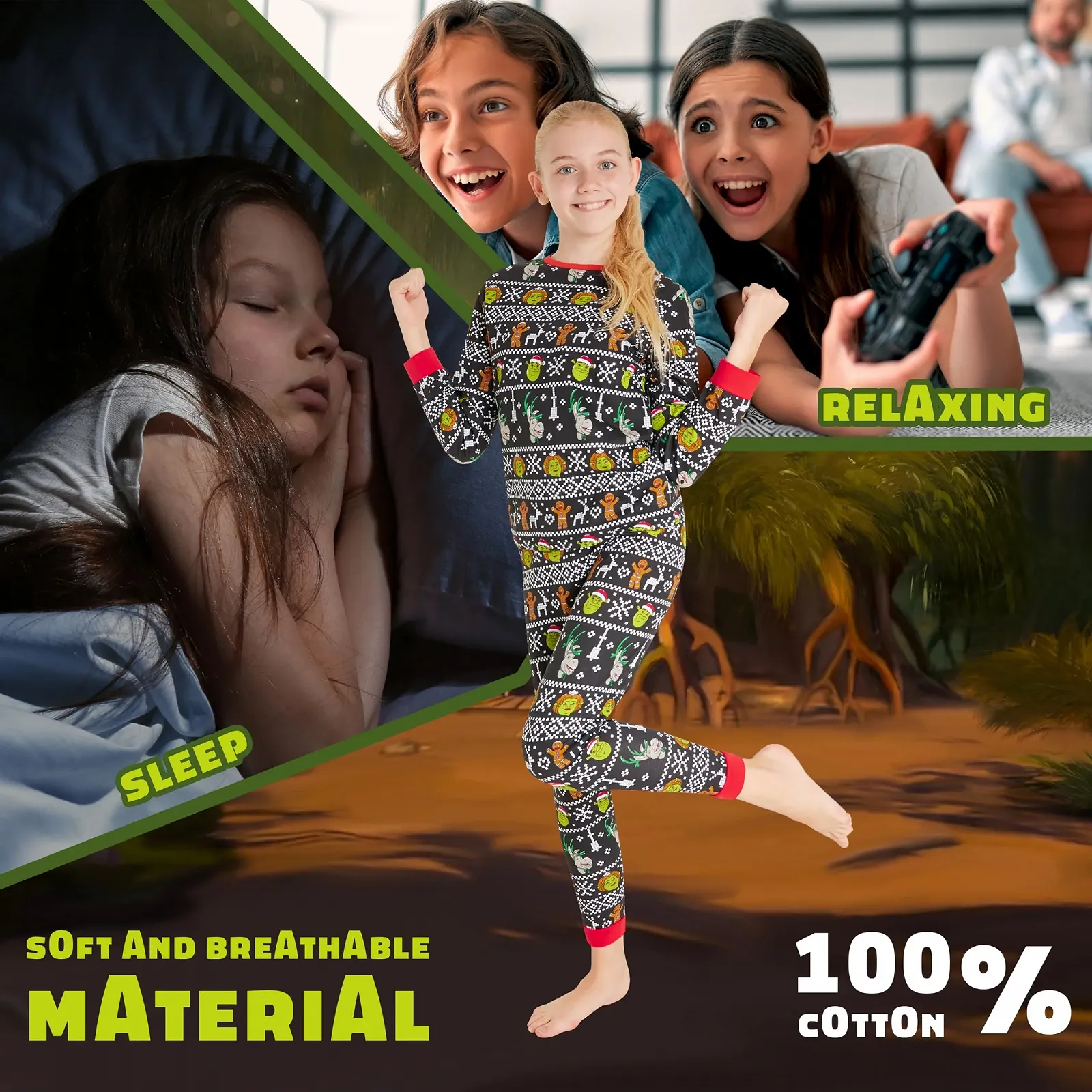 Комплект Різдвяних піжам Shrek для всієї родини, фото №5