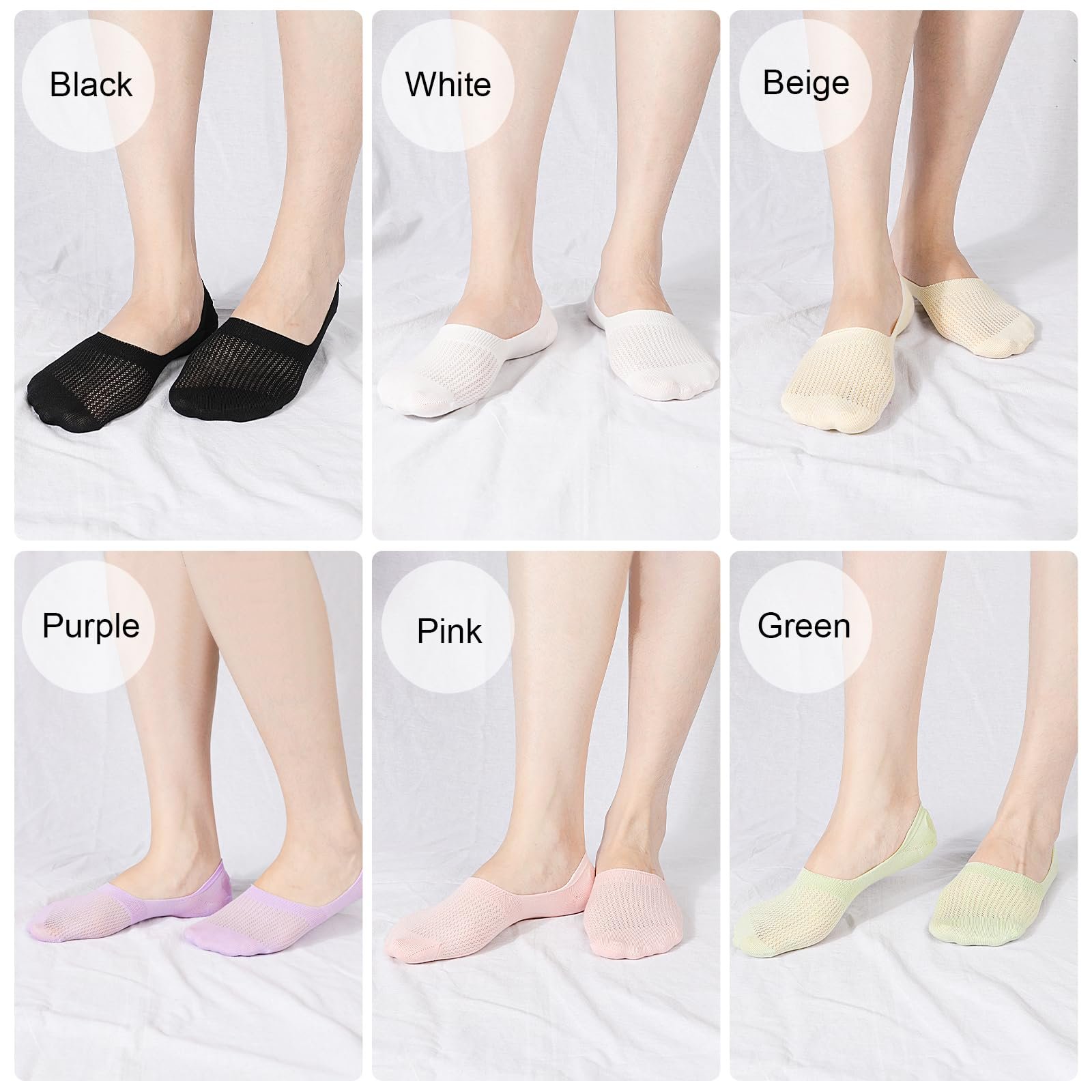 Жіночі шкарпетки-невидимки Бавовняні дихаючі сітчасті 6 пар, фото №6