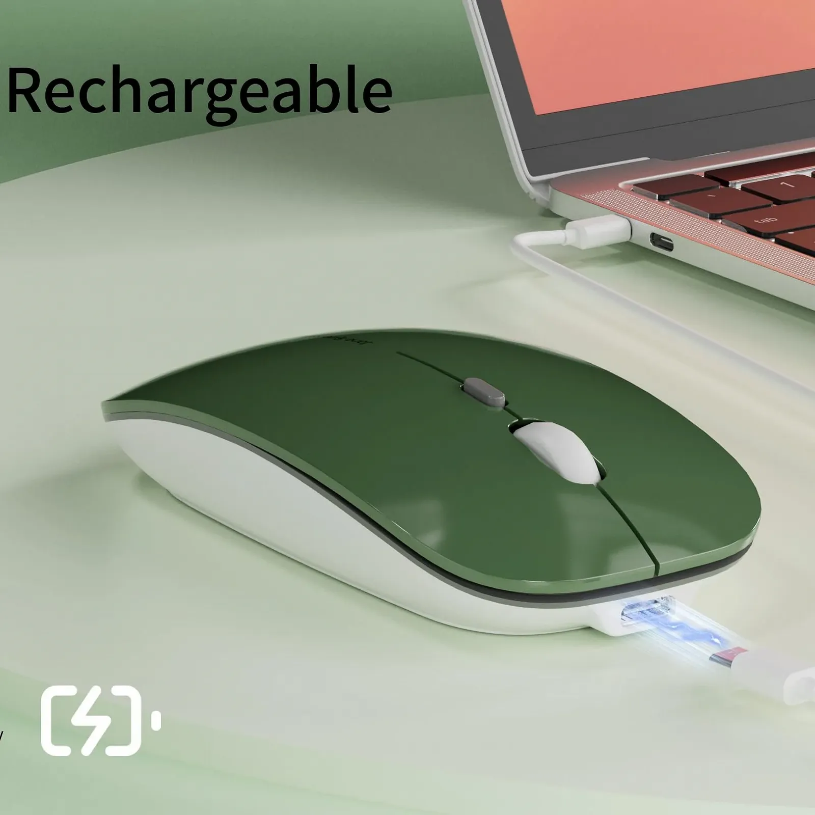 Мышь Беспроводная Uiosmuph Q5 1600 DPI Темно-зеленый, фото №4