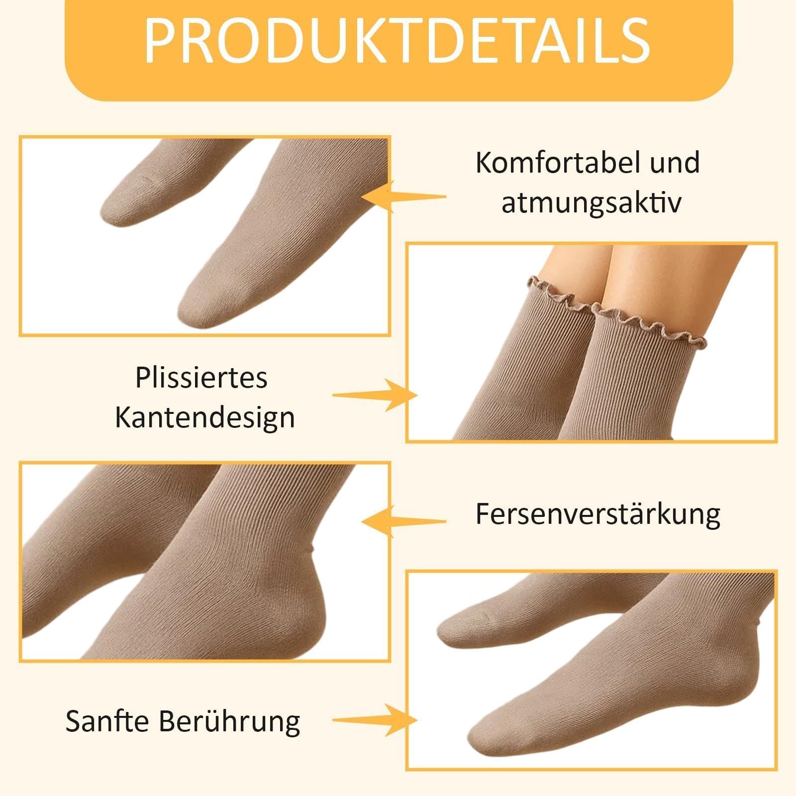 Женские носки с рюшами 6 пар Молочно-белый, Бежевый, Белый, Светло-коричневый, Темно-коричневый и Черный Размер 36-42, фото №3