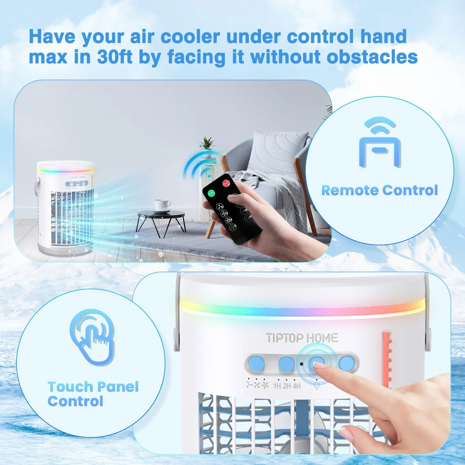 Мобільний міні-кондиціонер 5-в-1 з розпилювачем та нічним підсвічуванням, фото №4