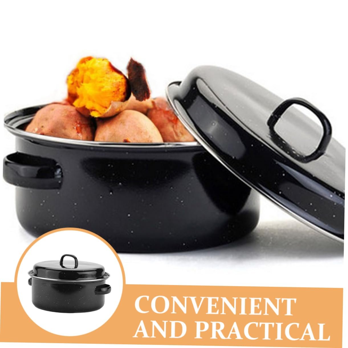 Жаровня эмалированная Multifunktionsbräter многофункциональная для гриля и запекания с крышкой, фото №7