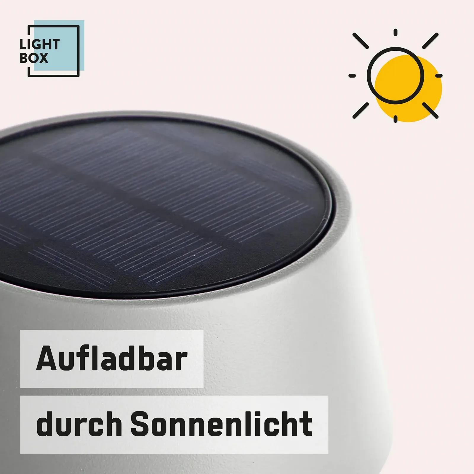 Светодиодная уличная настольная лампа Lightbox диаметр 13 см беспроводная солнечная с 3-уровневым сенсорным диммером 4 Вт 300 лм 3000 K серая металл/пластик, фото №4