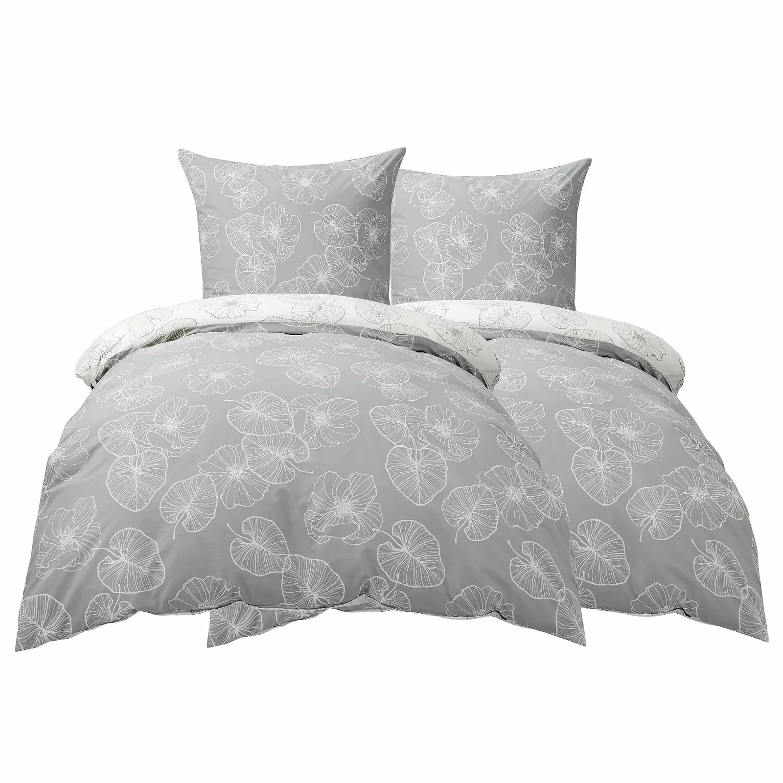 Постільна білизна BEDSURE Ginkgo бавовна 4 предмети 135 x 200 см Сірий, фото №8