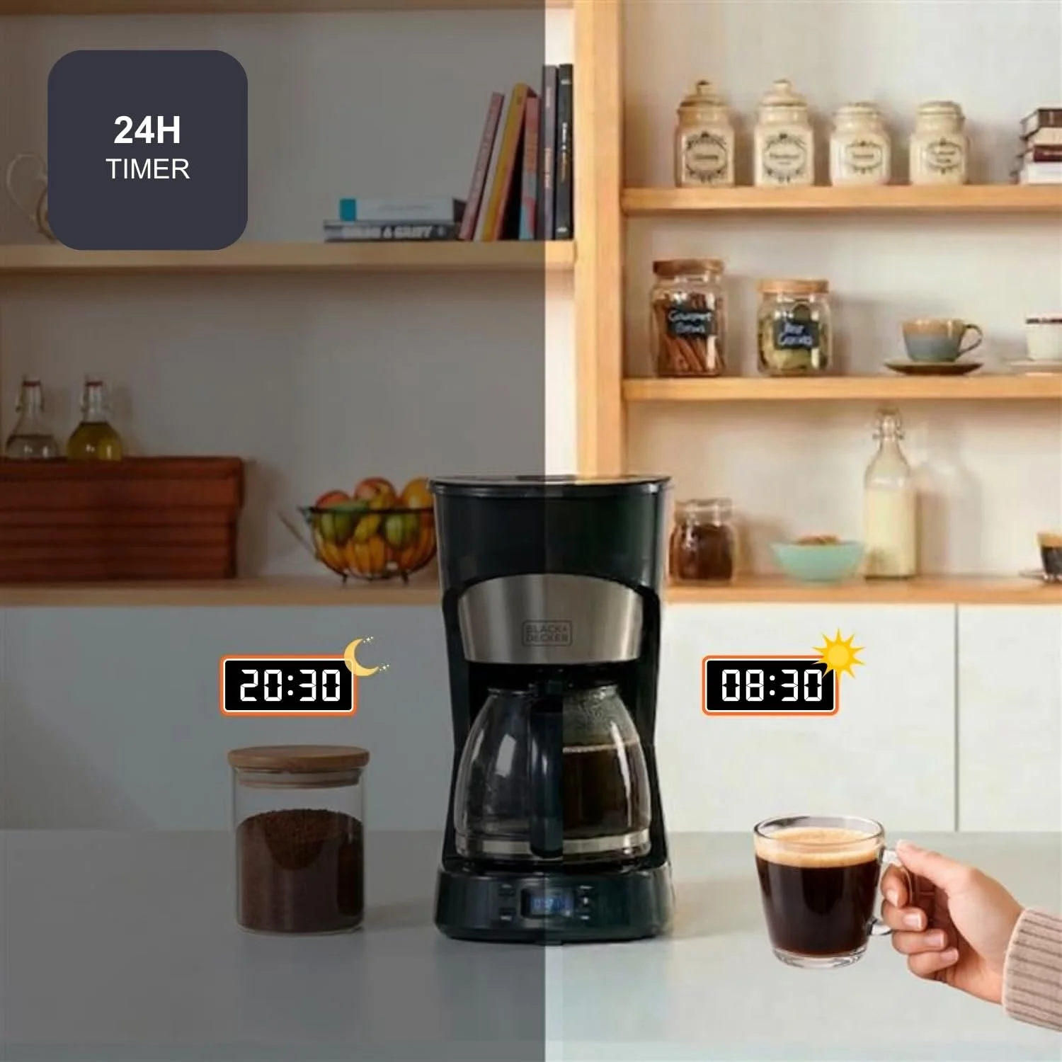 Кофеварка капельная BLACK+DECKER 1000 W 1.5 л 12 чашек Таймер Нержавеющая сталь, фото №2