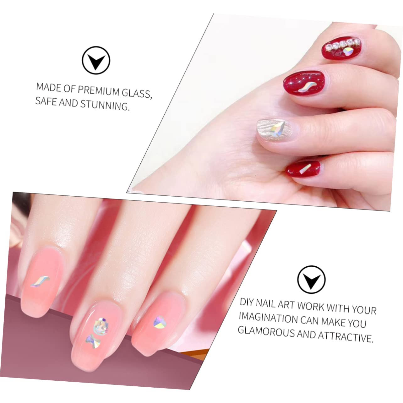 Стразы Хрустальные FRCOLOR 100шт, смешанные формы, стеклянные подвески для дизайна ногтей, фото №5