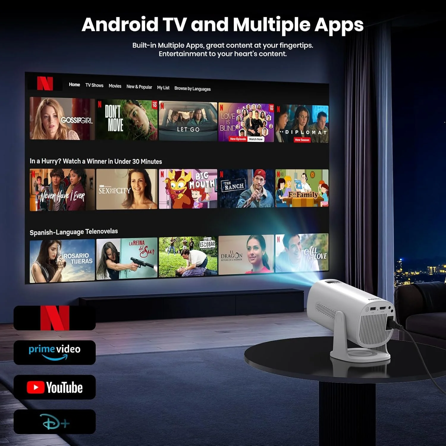 Проектор AGIMA X3  Full HD Wi-Fi Bluetooth Android 11, фото №3