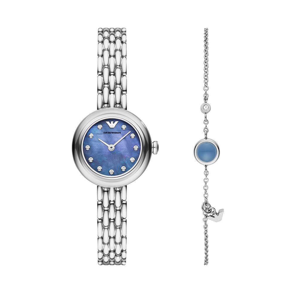 Женские часы Emporio Armani, 26 мм, кварцевый механизм с двумя стрелками, с браслетом из нержавеющей стали или кожаным ремешком, фото №1