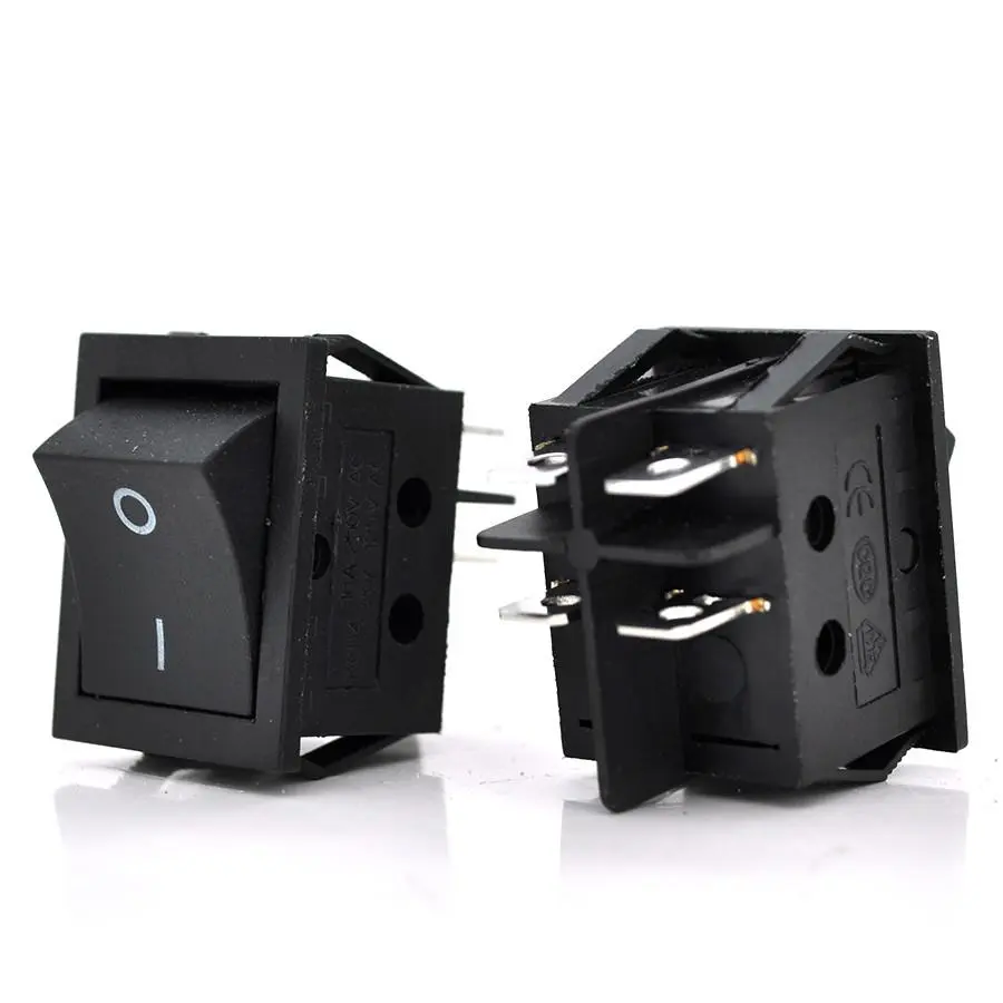 Переключатель ON-OFF KCD4-201, 250VAC 16A 4 контакта Black Q50 246*170*41  0,65 кг, фото №1