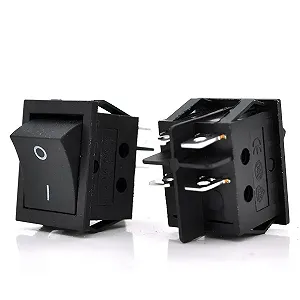 Переключатель ON-OFF KCD4-201, 250VAC 16A 4 контакта Black Q50 246*170*41  0,65 кг - Фото 1