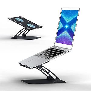 Подставка для ноутбука с регулируемой высотой и RGB вентилятором, складная, из алюминиевого сплава, вентилируемая, эргономичная, совместима со всеми MacBook, ноутбуками 10-17 дюймов synthetic.ua - Фото 1