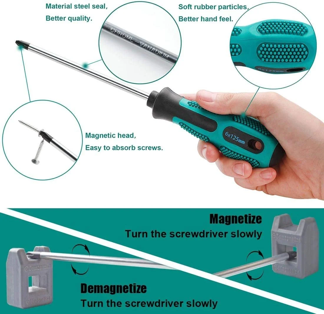 Набір викруток 11 шт. Cr-V сталь магнітний наконечник з сумкою, фото №2