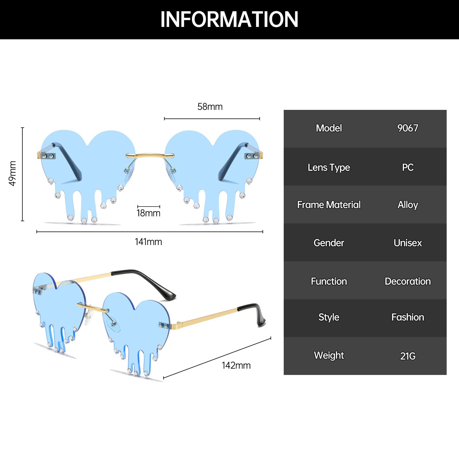 Сонцезахисні окуляри Серце YAMEIZE Без оправи Жіночі, фото №3