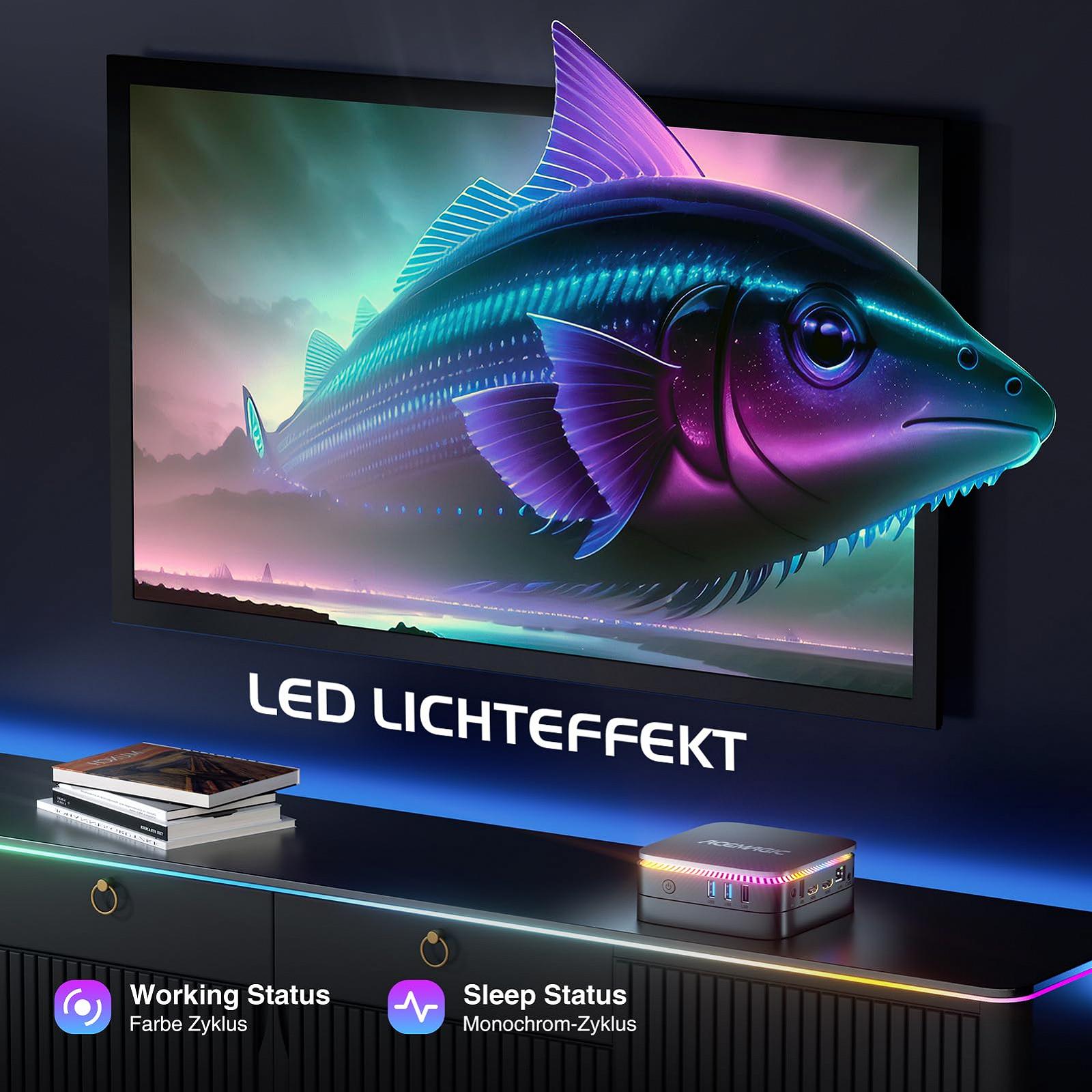 Мини ПК ACEMAGIC AK1Plus 12th Gen Íntel Alder Lake N95 (до 3.40 ГГц) 16GB DDR4 1TB M.2 SSD Win 11 Pro | WiFi 5 | BT 4.2 | 4K UHD | RGB | RJ45, фото №5