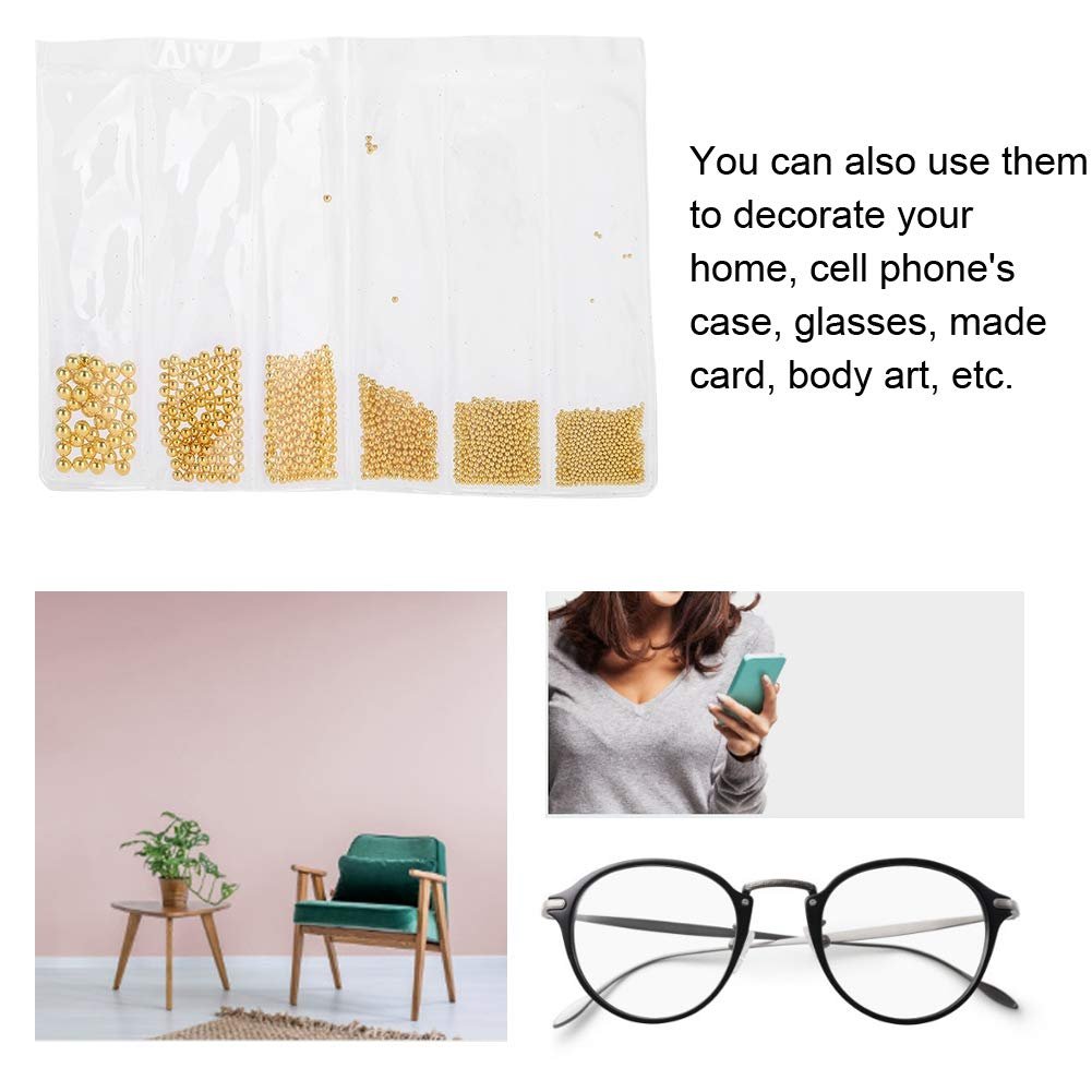 Украшения для ногтей Стальные шарики 0.5 мм-3.0 мм Золотой, фото №6