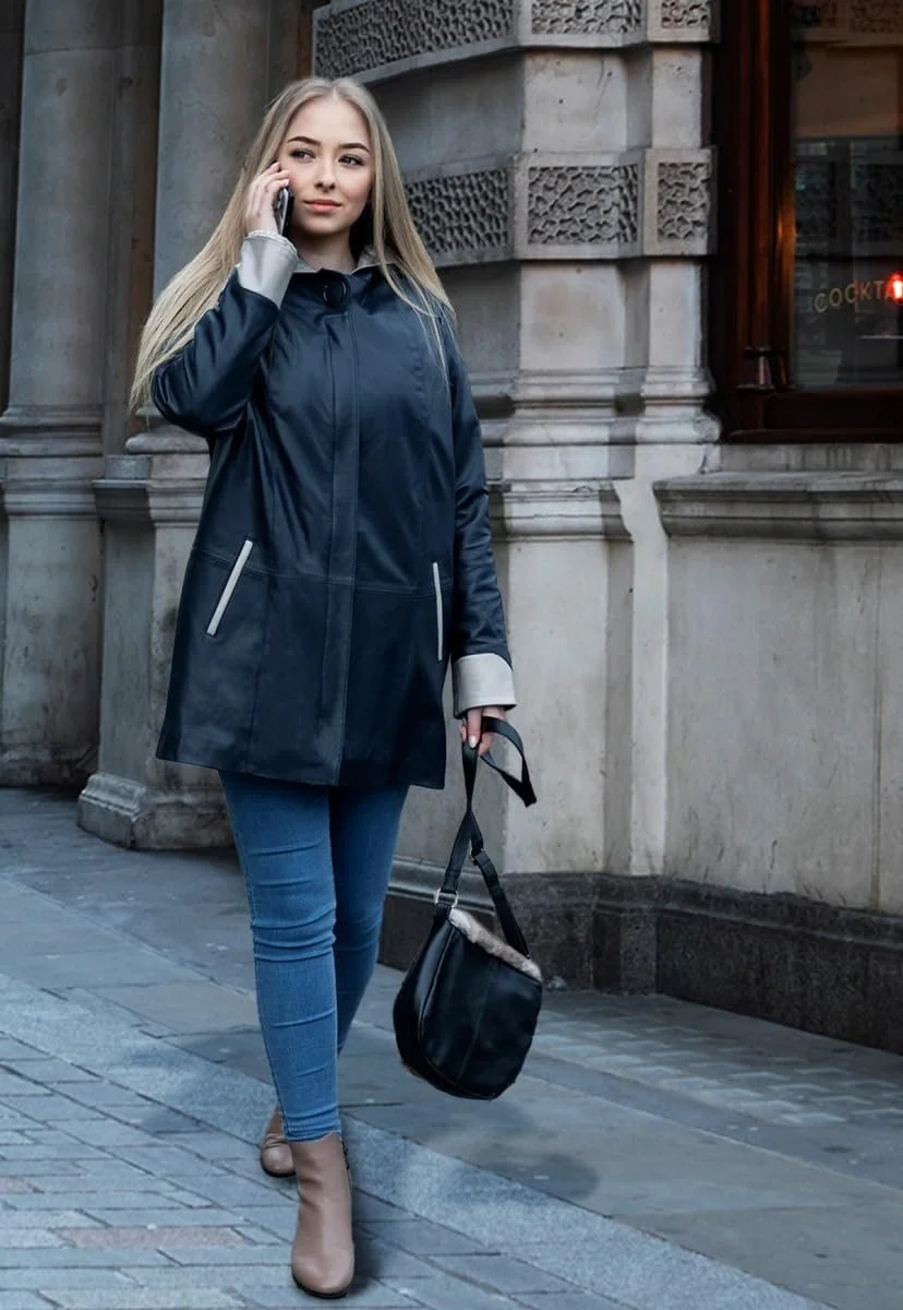 Кожаное пальто AMY Женское, фото №3