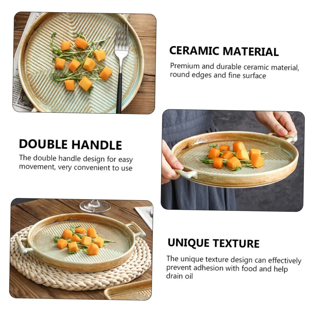 Форма для випікання VALICLUD Керамічна квадратна з подвійними ручками, фото №5 Форма для випікання VALICLUD Керамічна квадратна з подвійними ручками, фото №5