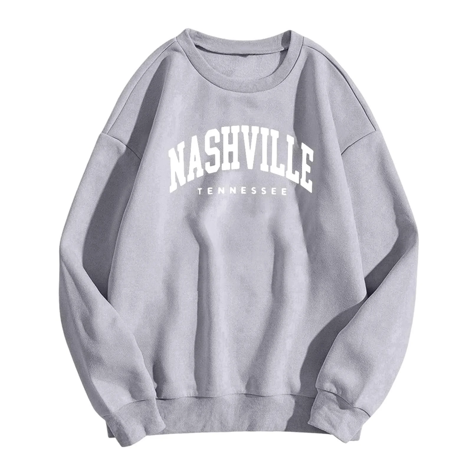 Свитшот Herbst Свободный Женский Длинный Рукав Принт Буквы Спортивный Пуловер Круглый Вырез Большой Размер, Свитер Oversized без Капюшона Теплая Рубашка с Длинным Рукавом Зимний Свитер для Йоги Осенний, фото №4