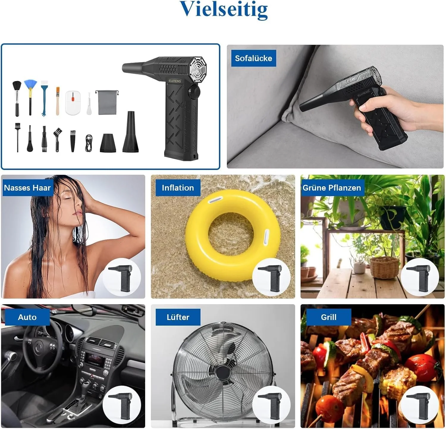 Електричний очищувач стисненим повітрям ELUTENG Плавне регулювання швидкості 130 000 RPM 8000 mAh, фото №7 Електричний очищувач стисненим повітрям ELUTENG Плавне регулювання швидкості 130 000 RPM 8000 mAh, фото №7