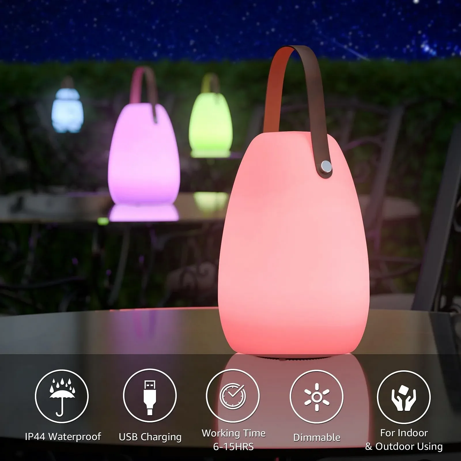 Вулична настільна лампа FUYO Smooth LED Battery 8 Colors Dimmable Leather Handle Warm White, фото №6