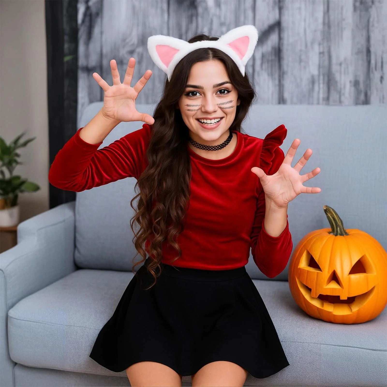 Обруч Вушка кота Prasacco 2 шт Чорний, Білий, фото №5