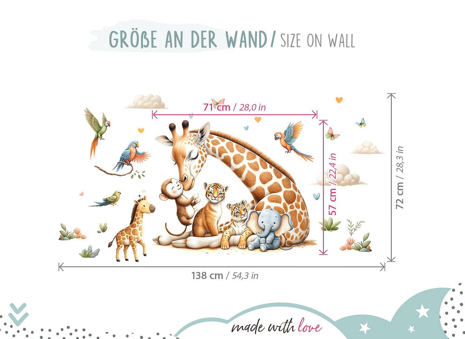 Наклейка на стену Little Deco DL5060 XL Safari Animals Giraffe Lion, фото №3