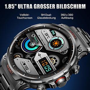 Смарт-годинник WalkerFit з телефоном, 1.85 дюйма HD, військовий, з батареєю 710 мАг, водонепроникний, з монітором сну, 100+ спортивних режимів synthetic.ua - Фото 1