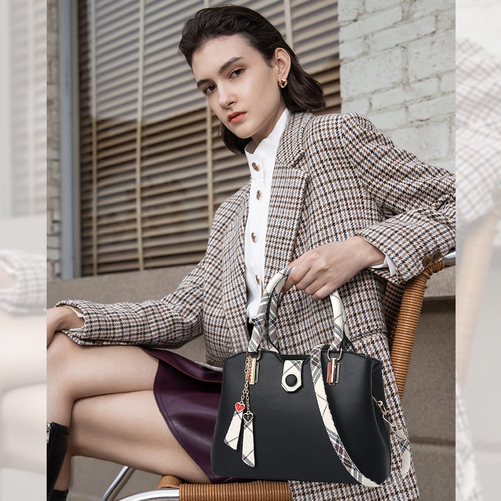 Сумка з ручками NICOLE & DORIS Елегантна жіноча сумка через плече з кольоровими смужками Жіноча сумка через плече зі штучної шкіри Дизайнерська сумка-шопер Середнього розміру, фото №2 Сумка з ручками NICOLE & DORIS Елегантна жіноча сумка через плече з кольоровими смужками Жіноча сумка через плече зі штучної шкіри Дизайнерська сумка-шопер Середнього розміру, фото №2