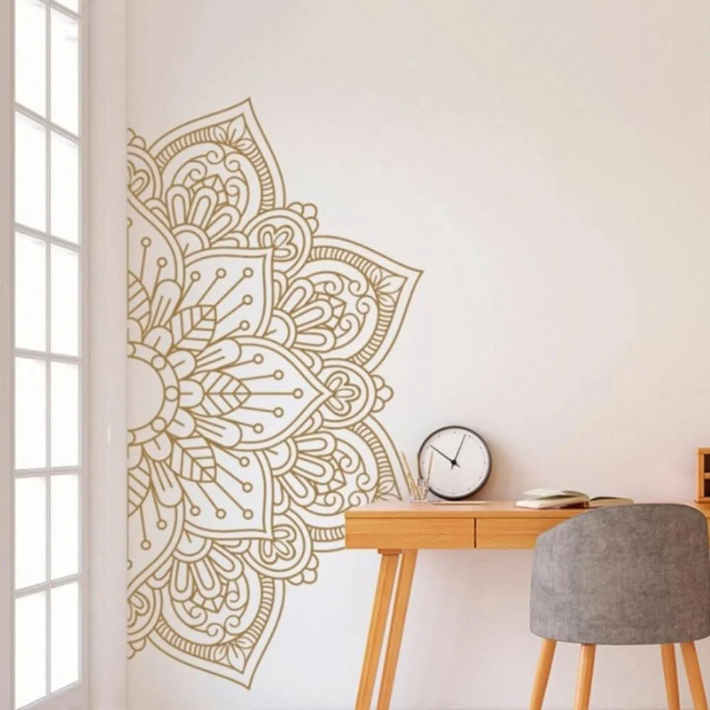 Наклейка на стіну Large Mandala Boho Flower Біла 116 x 57 см, фото №5