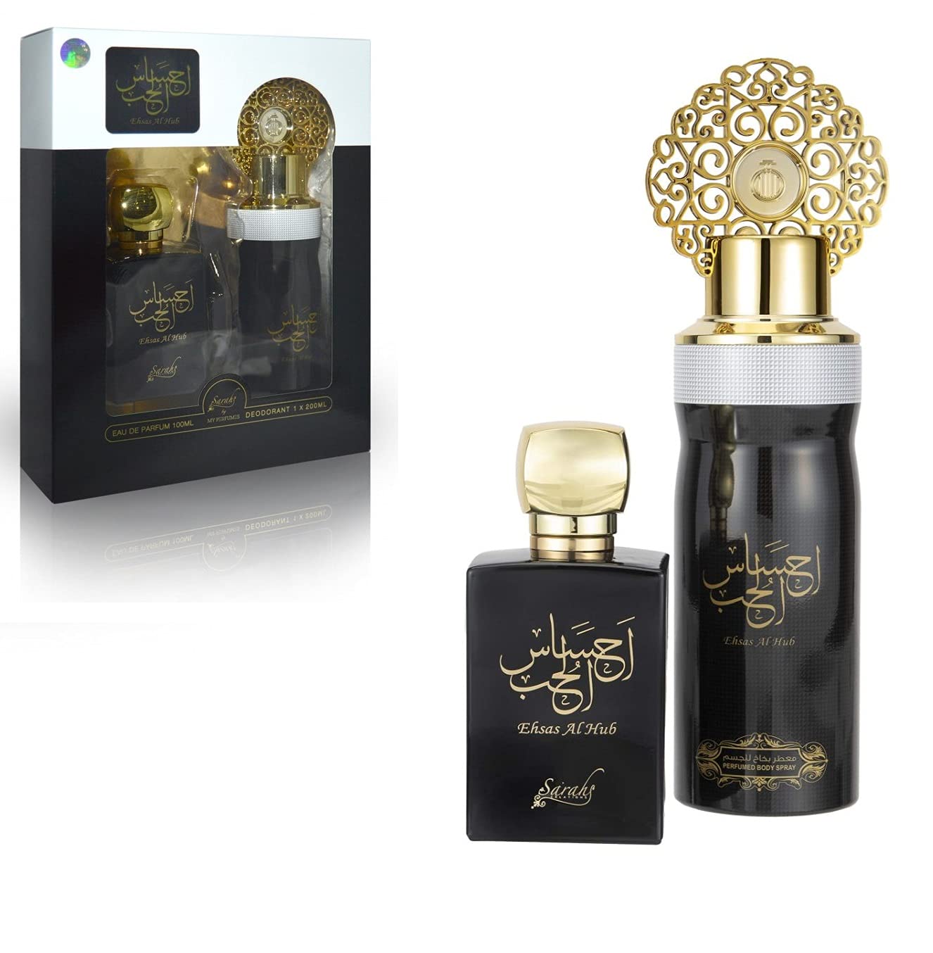 Eau de Parfum Ehsas Al Hub Мужской ОАЭ Подарочный Набор 100 мл Парфюм 200 мл Дезодорант-спрей, фото №1