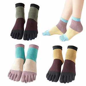 Женские носки с пальцами, хлопковые, спортивные носки с пальцами для женщин для спорта, бега, отдыха, цветные носки, оригинальные подарки - 1 (4 пары) - Фото 1