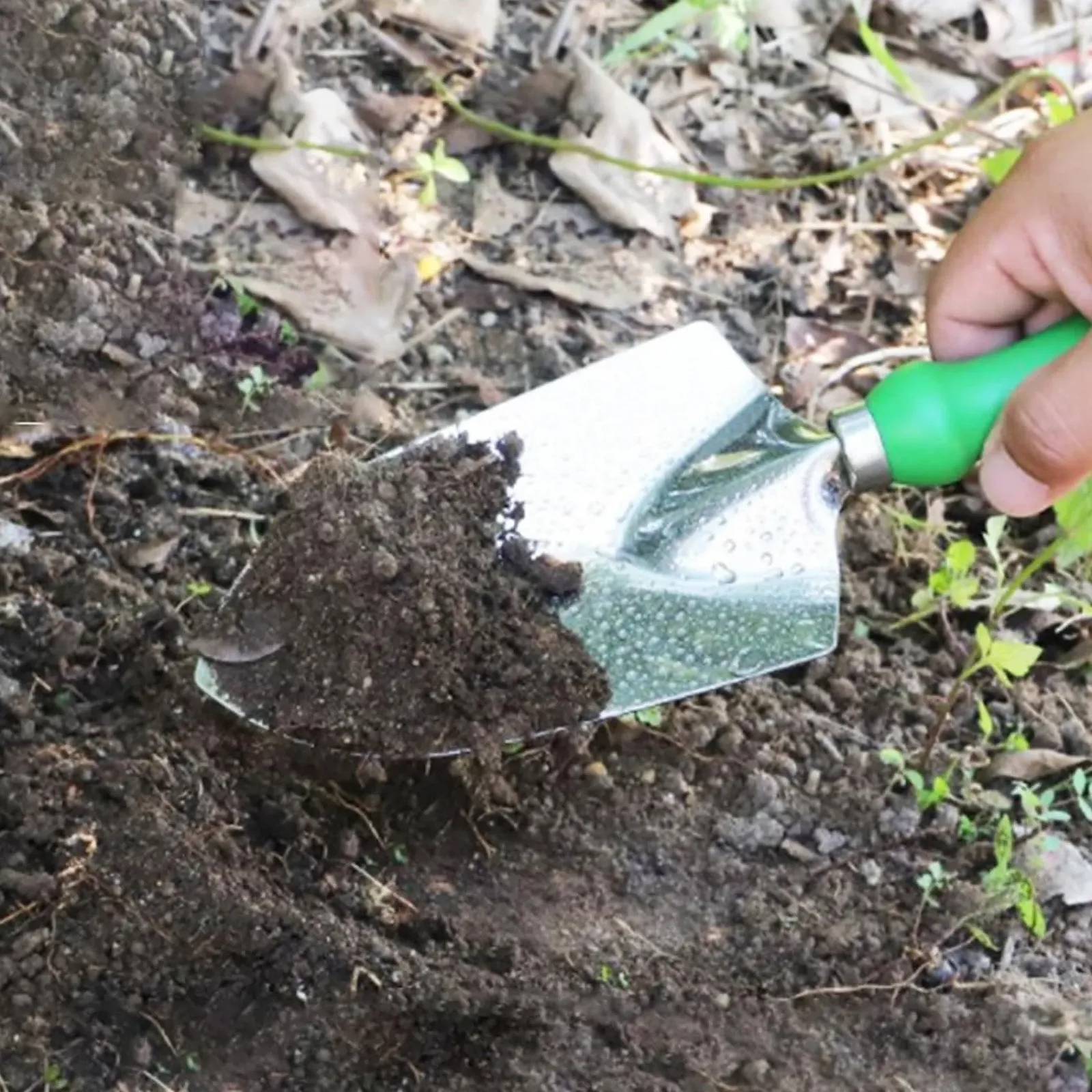 Садовая лопатка, садовая лопатка из нержавеющей стали с эргономичной ручкой и мягкой прорезиненной ручкой, фото №4