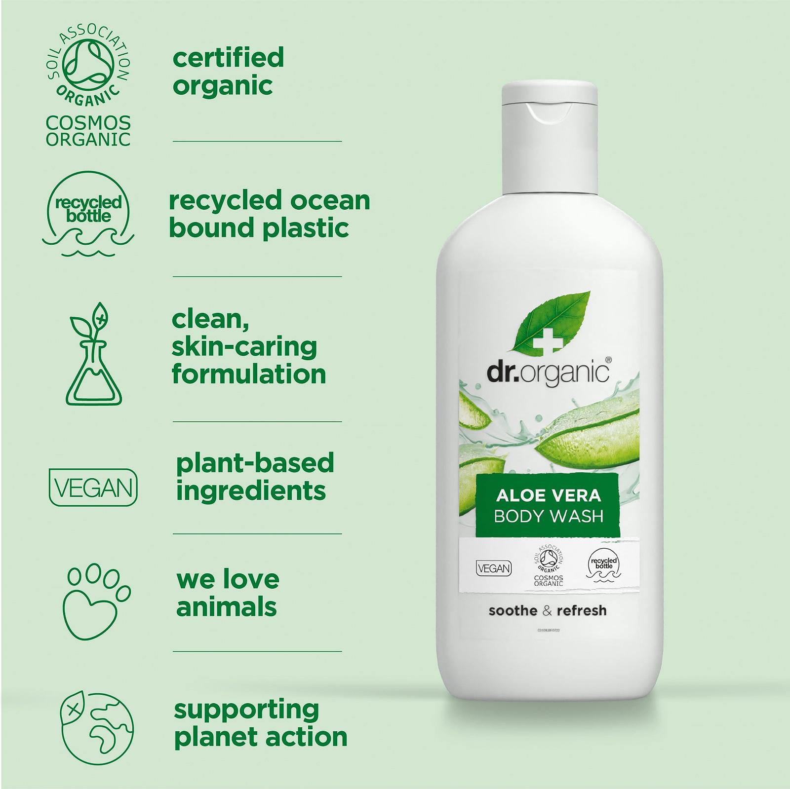 Гель для душа Dr. Organic Aloe Vera натуральный органический веганский 250 мл, фото №5 Гель для душа Dr. Organic Aloe Vera натуральный органический веганский 250 мл, фото №5