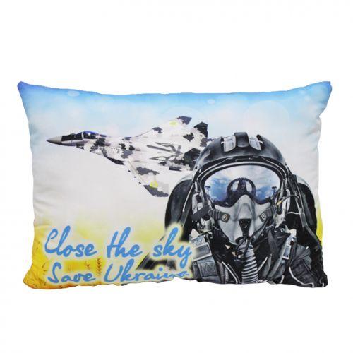 Подушка с принтом Призрак Киева [tsi186642-ТSІ], фото №1