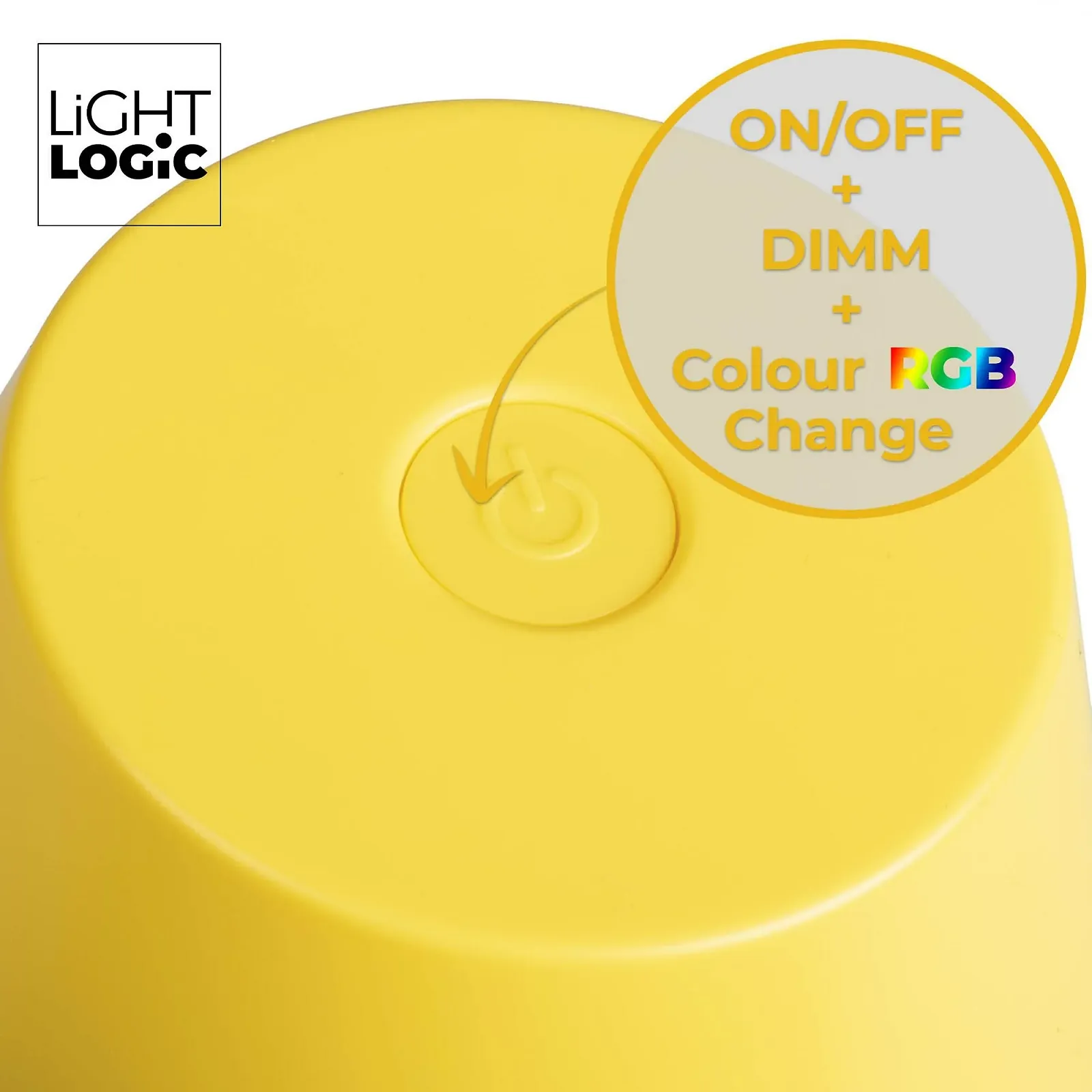 Настільна лампа LightLogic LL JERE DIM RGB YL 66321 акумуляторна LED USB IP44 жовта, фото №7