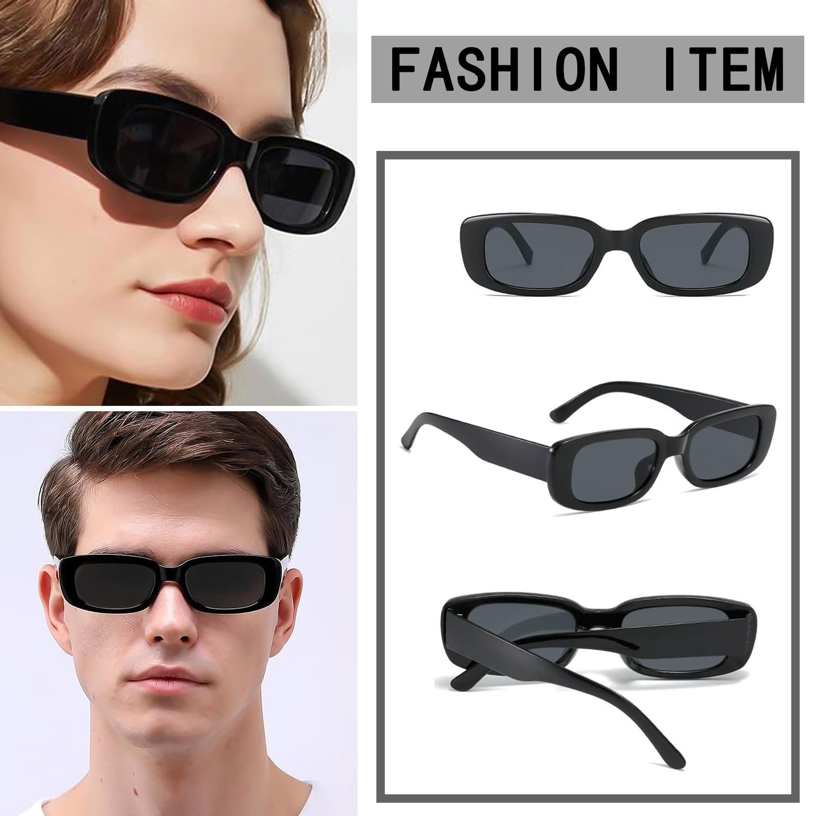 Сонцезахисні окуляри JCUGSBS Жіночі Вінтажні Прямокутні Сонцезахисні окуляри 90-х, фото №4